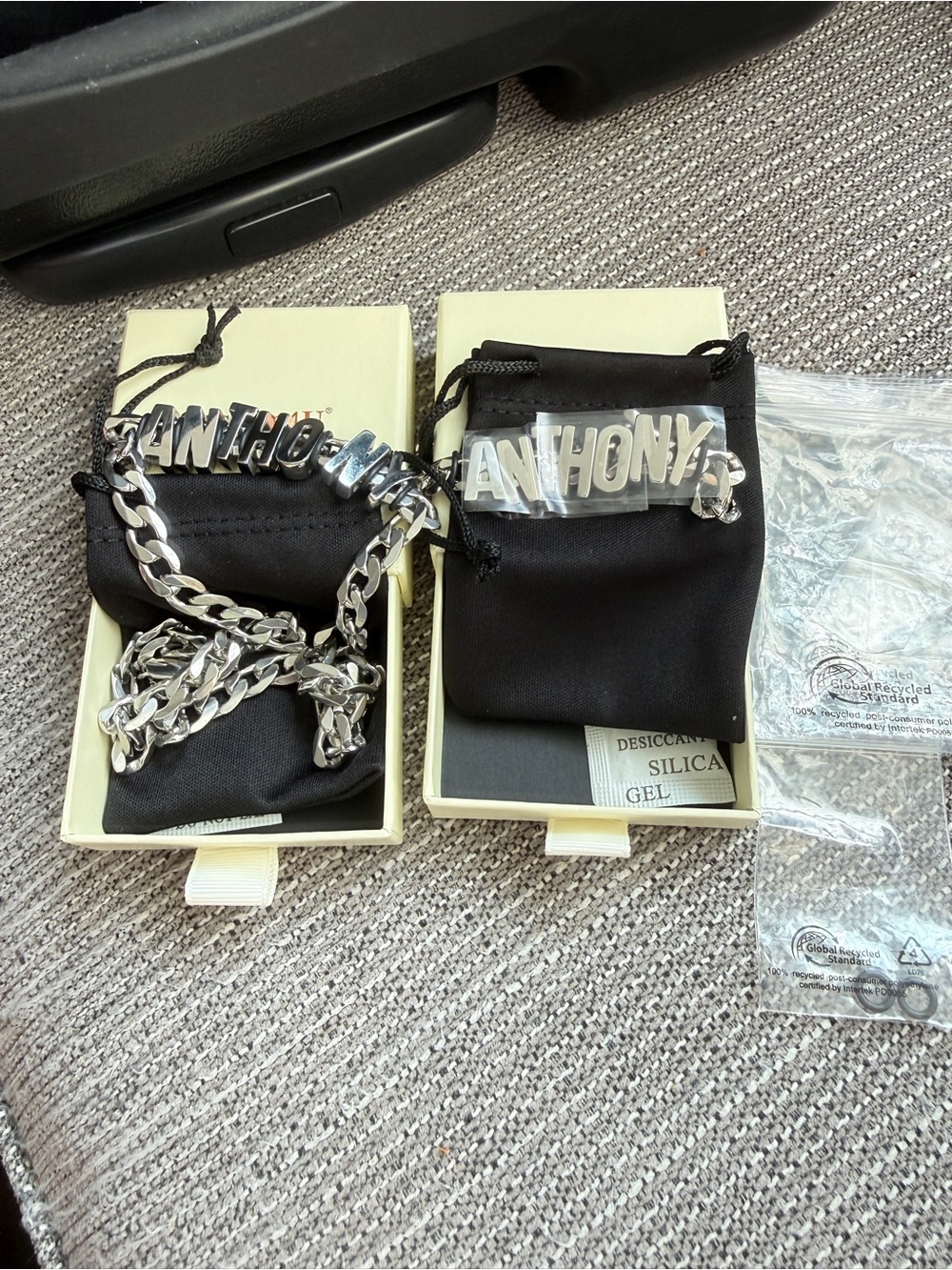 Silver 'ANTHONY' Nameplate Chain Bracelet - Men's Accessory brand new never worn